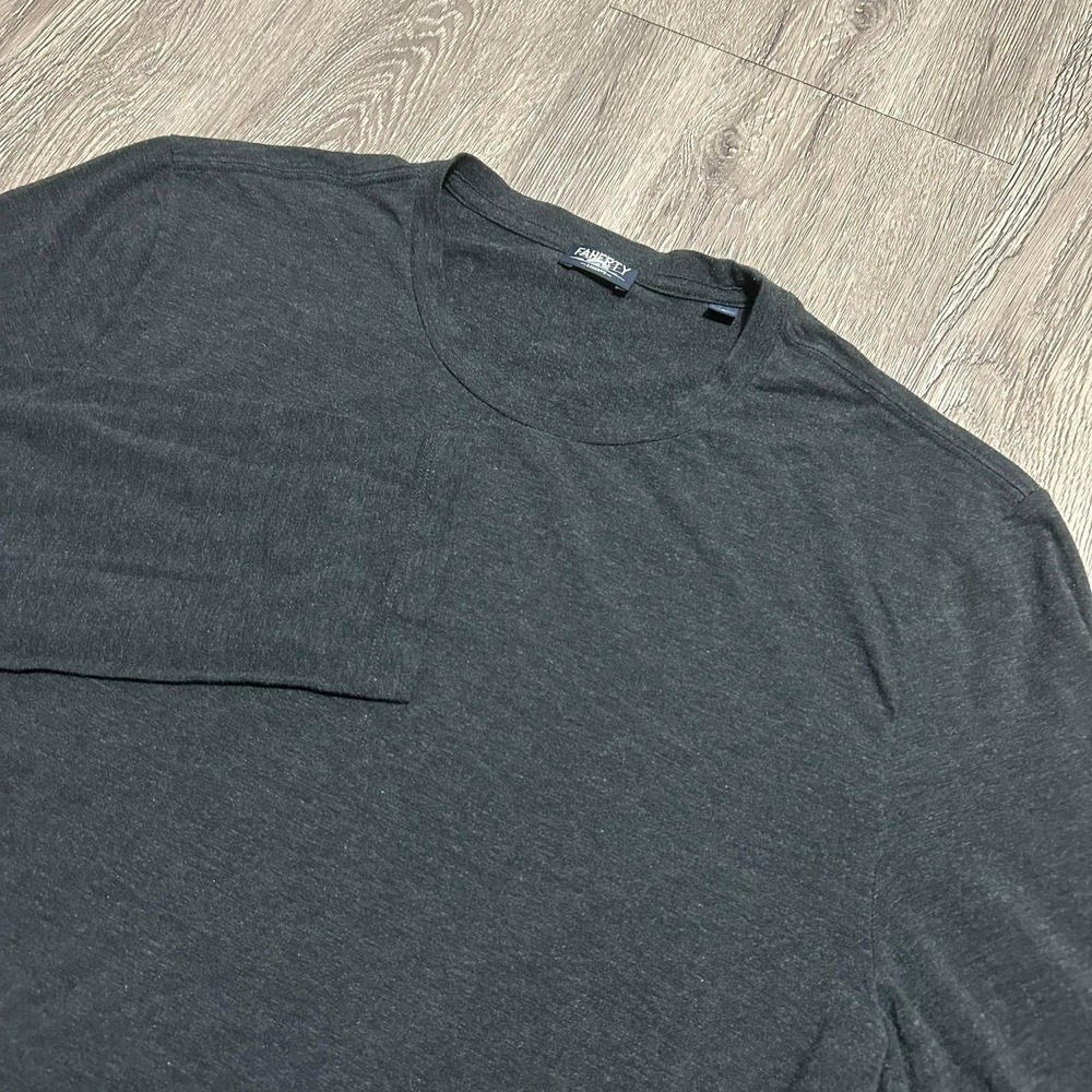 Faherty Reserve Long Sleeve Shirt Tee Large Charcoal Gray Pima Cotton Blend